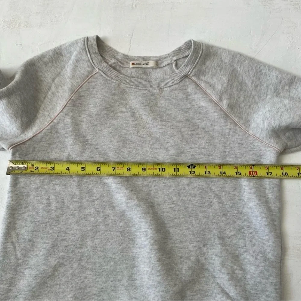 Marine Layer Gray Crew Neck Sweater with Striped Cuffs - Picture 3 of 5